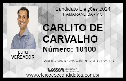 Candidato CARLITO DE CARVALHO 2024 - ITAMARANDIBA - Eleições