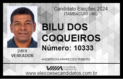 Candidato BILU DOS COQUEIROS 2024 - ITAMBACURI - Eleições