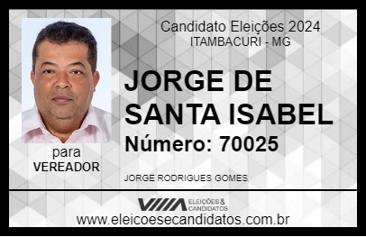 Candidato JORGE DE SANTA ISABEL 2024 - ITAMBACURI - Eleições