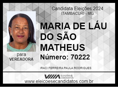 Candidato MARIA DE LÁU DO SÃO MATHEUS 2024 - ITAMBACURI - Eleições