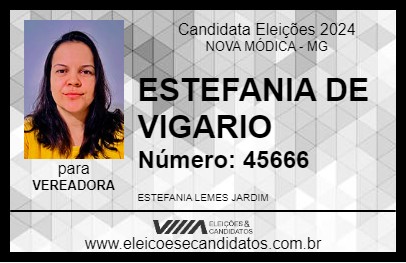 Candidato ESTEFANIA DE VIGARIO 2024 - NOVA MÓDICA - Eleições