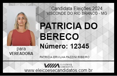 Candidato PATRICIA DO BERECO 2024 - VISCONDE DO RIO BRANCO - Eleições