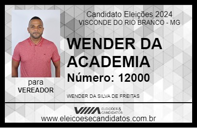 Candidato WENDER DA ACADEMIA 2024 - VISCONDE DO RIO BRANCO - Eleições