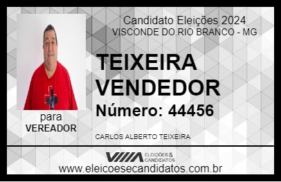 Candidato TEIXEIRA VENDEDOR 2024 - VISCONDE DO RIO BRANCO - Eleições