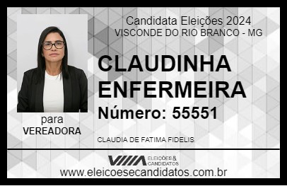 Candidato CLAUDINHA ENFERMEIRA 2024 - VISCONDE DO RIO BRANCO - Eleições