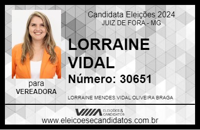 Candidato LORRAINE VIDAL 2024 - JUIZ DE FORA - Eleições