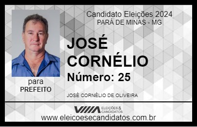 Candidato JOSÉ CORNÉLIO 2024 - PARÁ DE MINAS - Eleições