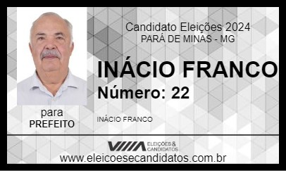 Candidato INÁCIO FRANCO 2024 - PARÁ DE MINAS - Eleições