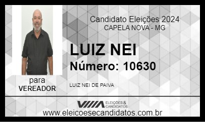 Candidato LUIZ NEI 2024 - CAPELA NOVA - Eleições