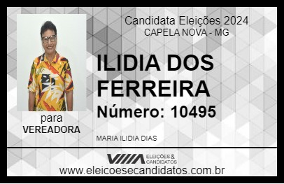 Candidato ILIDIA DOS FERREIRA 2024 - CAPELA NOVA - Eleições