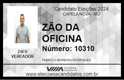 Candidato ZÃO DA OFICINA 2024 - CAPELA NOVA - Eleições