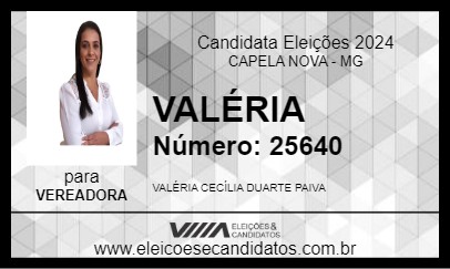 Candidato VALÉRIA 2024 - CAPELA NOVA - Eleições