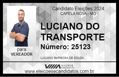 Candidato LUCIANO DO TRANSPORTE 2024 - CAPELA NOVA - Eleições