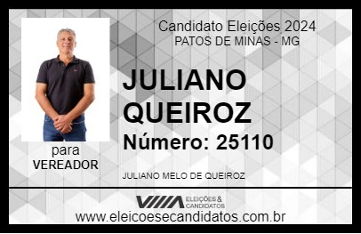 Candidato JULIANO QUEIROZ 2024 - PATOS DE MINAS - Eleições