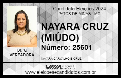 Candidato NAYARA CRUZ (MIÚDO) 2024 - PATOS DE MINAS - Eleições