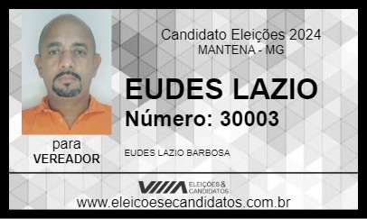 Candidato EUDES LAZIO 2024 - MANTENA - Eleições