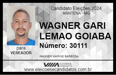 Candidato WAGNER GARI LEMAO GOIABA 2024 - MANTENA - Eleições