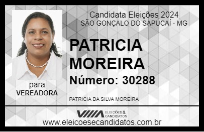 Candidato PATRICIA MOREIRA 2024 - SÃO GONÇALO DO SAPUCAÍ - Eleições