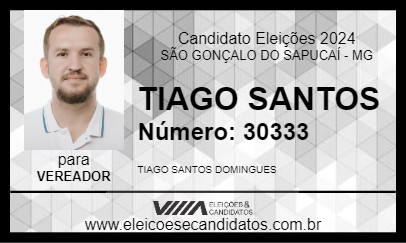 Candidato TIAGO SANTOS 2024 - SÃO GONÇALO DO SAPUCAÍ - Eleições