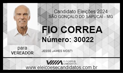 Candidato FIO CORREA 2024 - SÃO GONÇALO DO SAPUCAÍ - Eleições