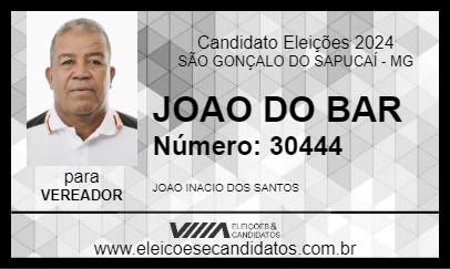 Candidato JOAO DO BAR 2024 - SÃO GONÇALO DO SAPUCAÍ - Eleições