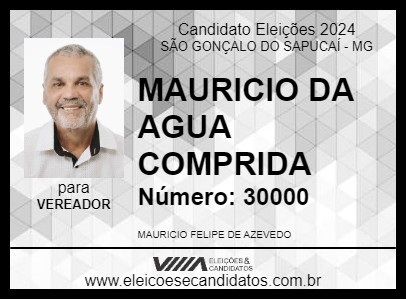 Candidato MAURICIO DA AGUA COMPRIDA 2024 - SÃO GONÇALO DO SAPUCAÍ - Eleições