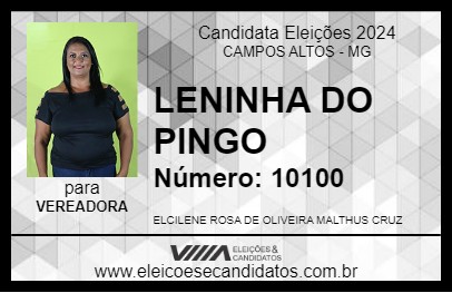 Candidato LENINHA DO PINGO 2024 - CAMPOS ALTOS - Eleições