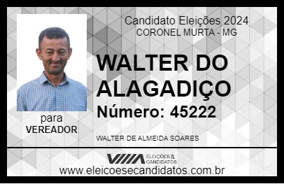 Candidato WALTER DO ALAGADIÇO 2024 - CORONEL MURTA - Eleições