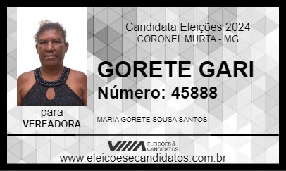 Candidato GORETE GARI 2024 - CORONEL MURTA - Eleições