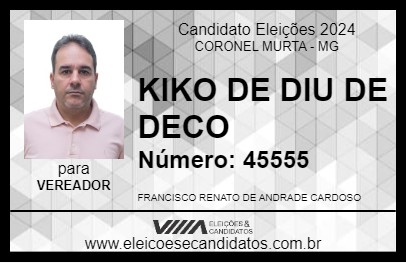 Candidato KIKO DE DIU DE DECO 2024 - CORONEL MURTA - Eleições