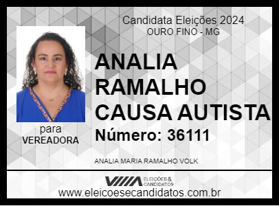 Candidato ANALIA RAMALHO CAUSA AUTISTA 2024 - OURO FINO - Eleições