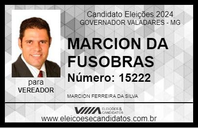 Candidato MARCION DA FUSOBRAS 2024 - GOVERNADOR VALADARES - Eleições