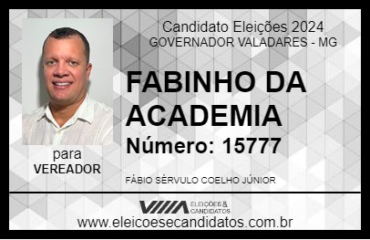 Candidato FABINHO DA ACADEMIA 2024 - GOVERNADOR VALADARES - Eleições