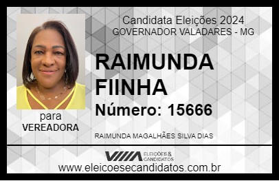 Candidato RAIMUNDA FIINHA 2024 - GOVERNADOR VALADARES - Eleições