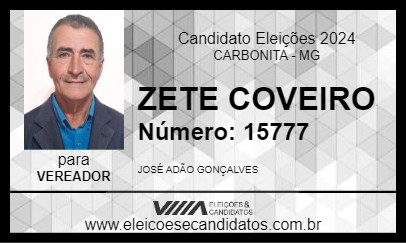 Candidato ZETE COVEIRO 2024 - CARBONITA - Eleições