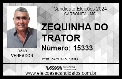 Candidato ZEQUINHA DO TRATOR 2024 - CARBONITA - Eleições