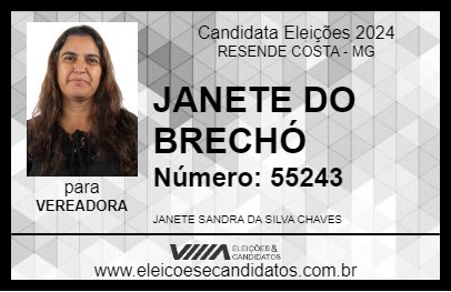 Candidato JANETE DO BRECHÓ 2024 - RESENDE COSTA - Eleições