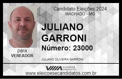 Candidato JULIANO GARRONI 2024 - MACHADO - Eleições