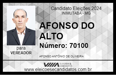 Candidato AFONSO DO ALTO 2024 - INIMUTABA - Eleições