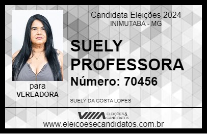 Candidato SUELY PROFESSORA 2024 - INIMUTABA - Eleições