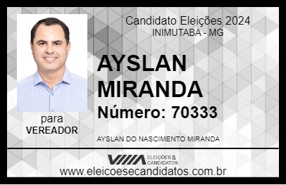 Candidato AYSLAN MIRANDA 2024 - INIMUTABA - Eleições