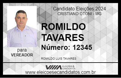 Candidato ROMILDO TAVARES 2024 - CRISTIANO OTONI - Eleições