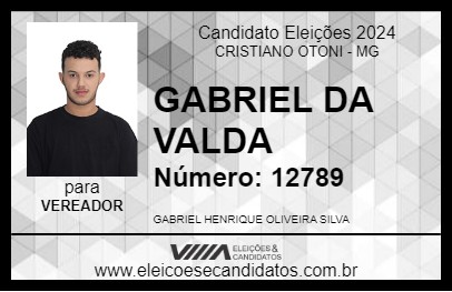 Candidato GABRIEL DA VALDA 2024 - CRISTIANO OTONI - Eleições