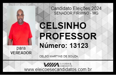 Candidato CELSINHO PROFESSOR 2024 - SENADOR FIRMINO - Eleições