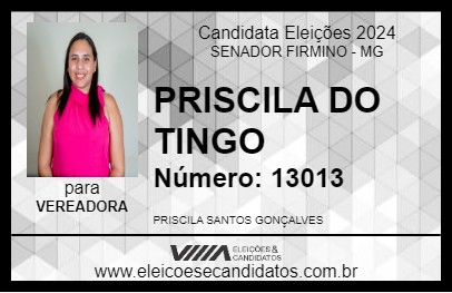 Candidato PRISCILA DO TINGO 2024 - SENADOR FIRMINO - Eleições