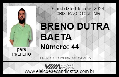 Candidato BRENO DUTRA BAETA 2024 - CRISTIANO OTONI - Eleições