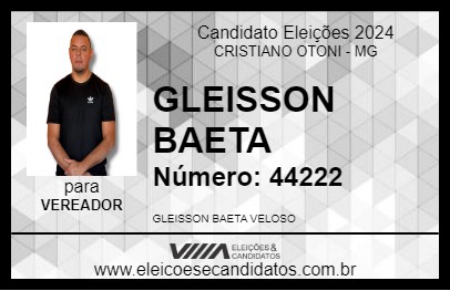 Candidato GLEISSON BAETA 2024 - CRISTIANO OTONI - Eleições