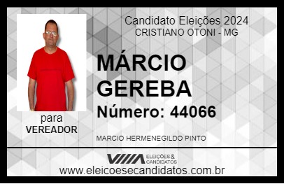 Candidato MÁRCIO GEREBA 2024 - CRISTIANO OTONI - Eleições