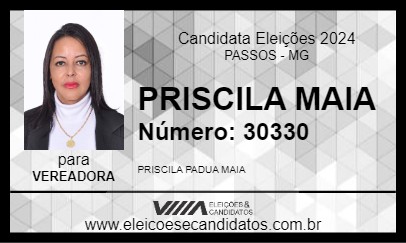 Candidato PRISCILA MAIA 2024 - PASSOS - Eleições