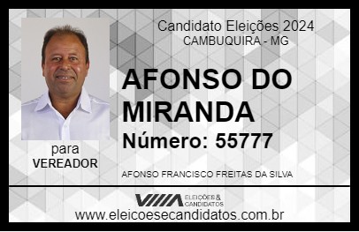 Candidato AFONSO DO MIRANDA 2024 - CAMBUQUIRA - Eleições